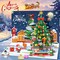Advent Calendar 2024 Rotating Christmas Tree Mini Building Set with LED Light, 24 Days Christmas Countdown Building Blocks with Santa Snowman and Train, XMas Gift for Adults Kids 8+(1145PCS)